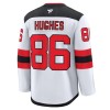 Miehille NHL New Jersey Devils Pelipaita Fanatics Premium Jack Hughes 2024-25 vieras Valkoinen
